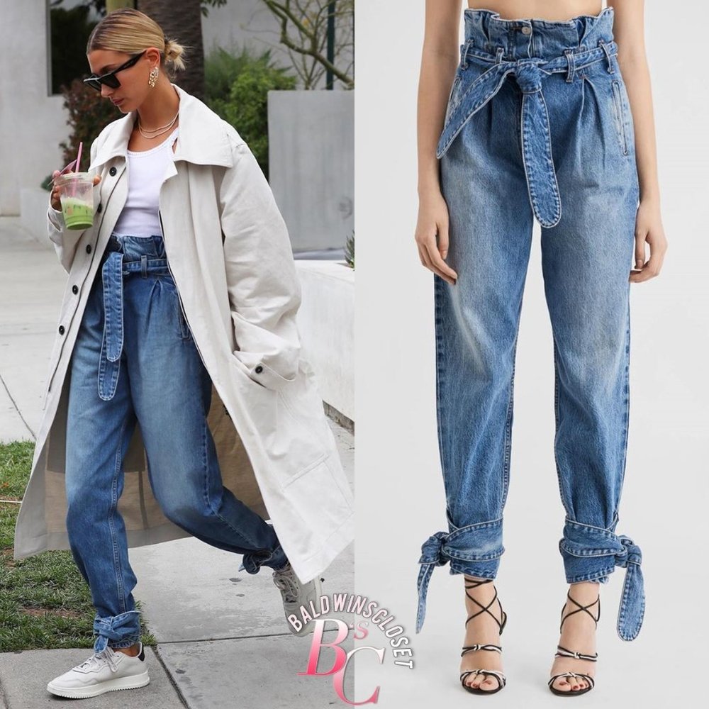 Re/Done Redone x Attico Self Tie Belt Pleated denim Jeans size 25 Hailey Beiber
